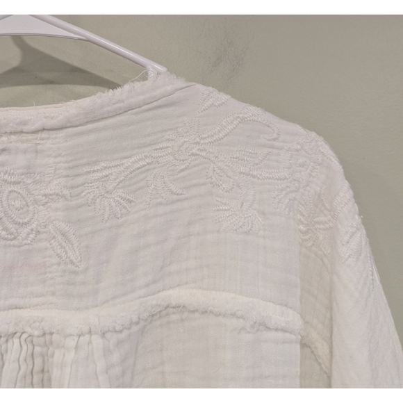 Johnny Was White Cotton Embroidered Pocket Tunic Top Size Small - Picture 3 of 7